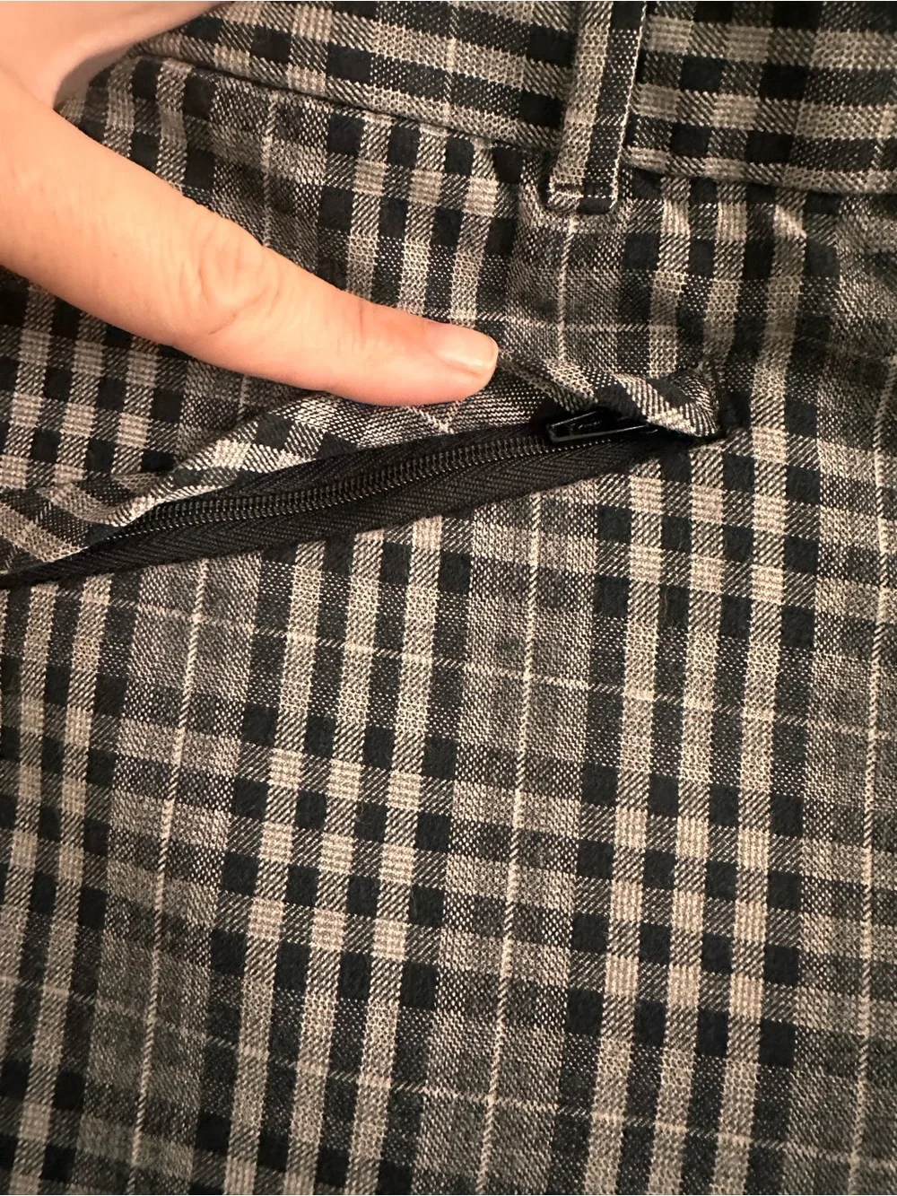 Women’s Gray Plaid Dress Pants - Picture 2 of 6